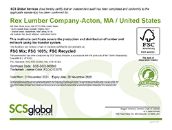 Rex Lumber FSC Certificate